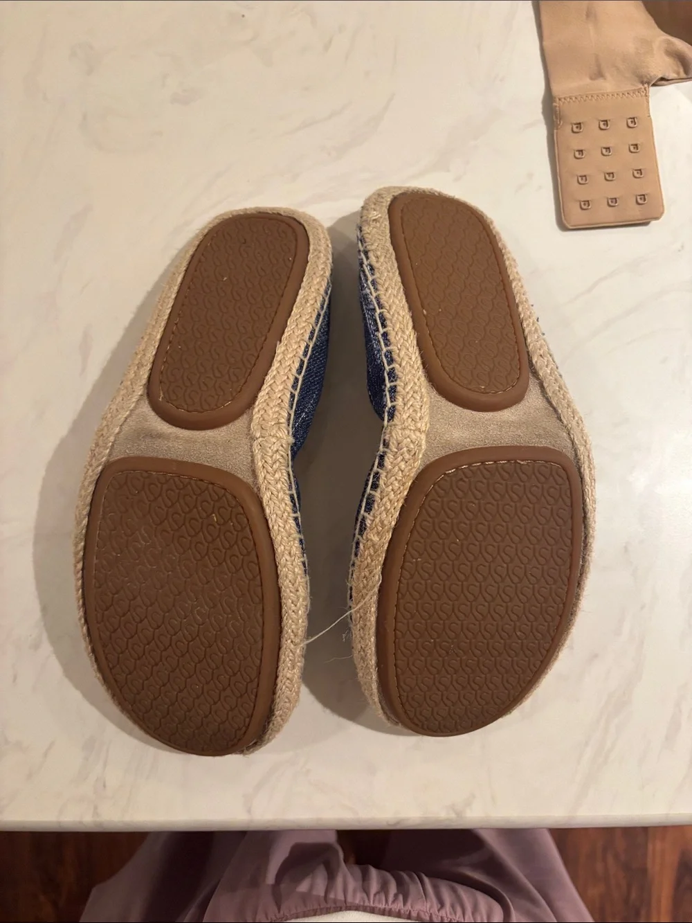 Women's Neutral and Navy Espadrille Ballet Flats — Style: LuLu